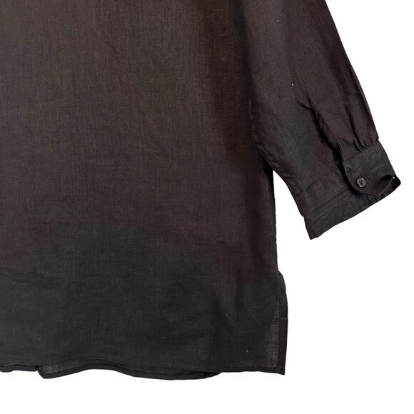 Garnet Hill Easy Linen Tunic XL Black Button Front Long Sleeve‎ Linen 2025 - Picture 16 of 16